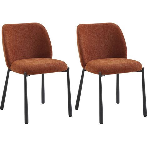 Lot de 2 chaises en tissu texturé et métal noir - Terracotta - JIZAK (1/4)