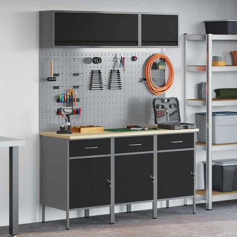 Arbeitsschrankset mit Schubladen mit Speicher 8 pcs Schwarz (1/5)