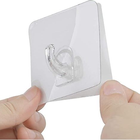 (4pcs)transparent Sans Forage Autocollant Adhsif Puissant Crochets, Pas De Rayures Impermable Et Oilproof Pour Home De Salle De Bain Et Cuisine (1/5)