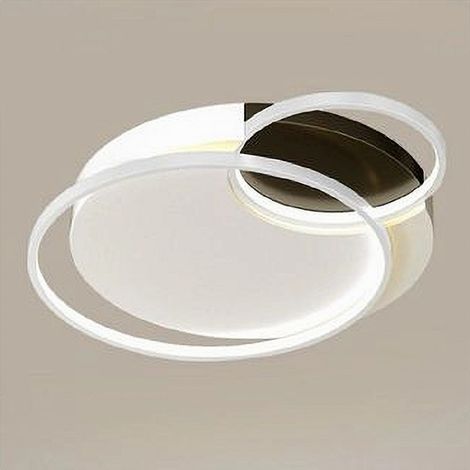 TRADE SHOP - Plafoniera Led 30 W 3 Cerchi Bianco Nero Lampadario Soffitto Luce Naturale 70791 -