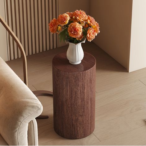 Tavolino basso rotondo in MDF marrone effetto noce, 30 x 30 x 55 cm, senza montaggio DESVIAE (1/5)