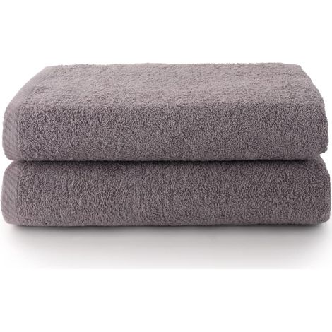 Lot de 2 Grandes Serviettes de Bain - Grandes Serviettes de Douche - Serviette de Bain de 100 x 150 cm - Gris (1/5)