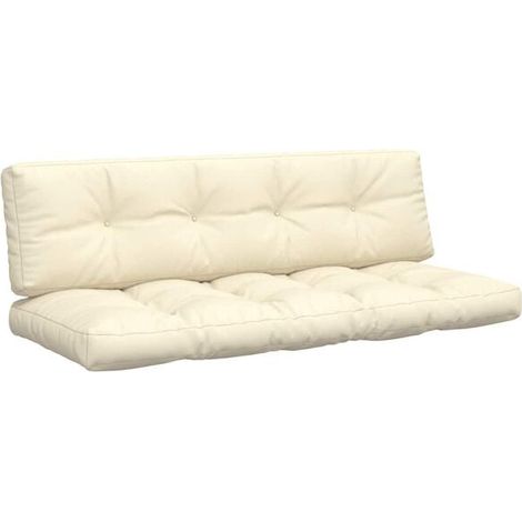 Un ensemble de 2 coussins de plateau en tissu beige (1/5)