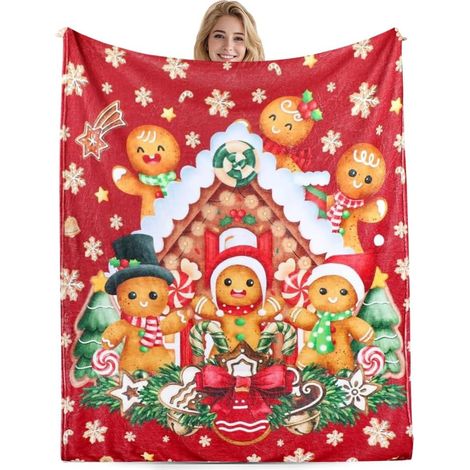 Plaid de Noël 100x130cm - Motif de Noël 3D chaud, couverture décorative douce et légère pour canapé, lit, bureau, voyage (1/5)