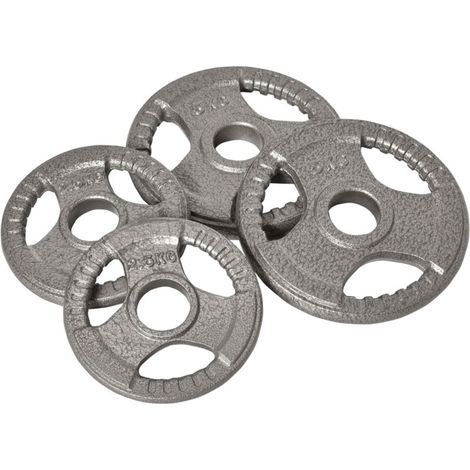 Disques de poids 2,5/2,5/5/5 kg, 4 poids musculation, disques d'haltères en acier (1/5)