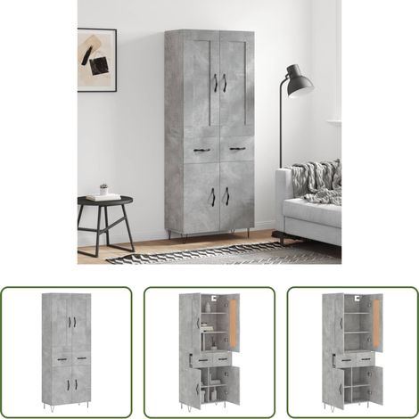 Holzwerkstoff -  Highboard Betongrau 69,5x34x180 cm Holzwerkstoff (1/5)