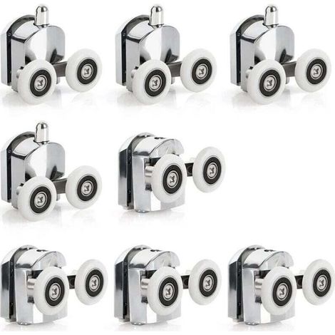 8 pcs Porte de Douche Coulissante Roulette Porte Coulissante Douche en Alliage de Zinc 23 mm de Diamètre Roues Jumelées de Rechange pour Salle de Bain