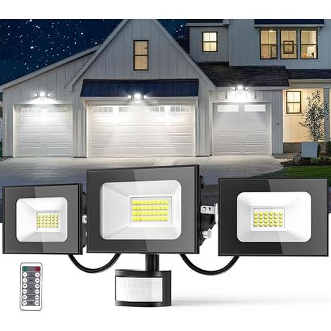 LED Motion Detector Floodlight 100 W 10000 LM 3 Head Outdoor LED Spotlight IP65 Waterproof Outdoor Security Lighting PIR Yard Porch Garden Garage (1/5)