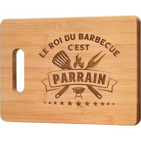 Planche À Découper Bambou - 1 Unité - Gravure Personnalisée - Cadeau Parrain Barbecue - Cuisine Et Extérieur