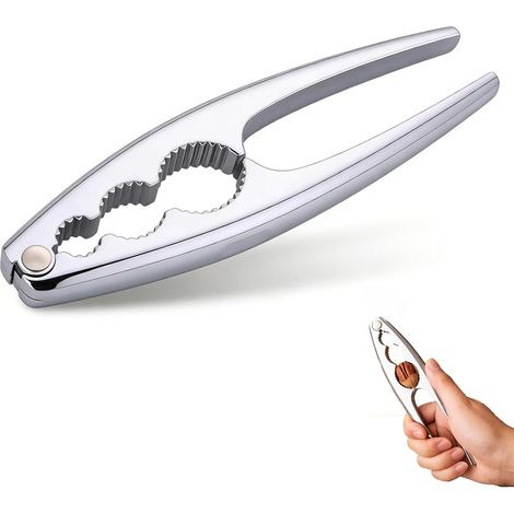 Noix métallique Haut de Gamme pour Noix de Walnuts, avec poignée Ergonomique, adapté pour casser des Noisettes & Toutes Noix, 17 cm Argent (1/5)