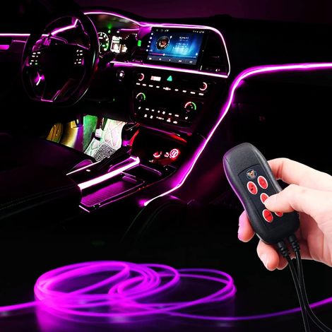 Bande lumineuse USB pour intérieur de voiture, synchronisation de la musique, multicolore, plusieurs modes, lumière LED, fibre optique, kit d'éclairage d'ambiance pour berline, camion, SUV (1/5)