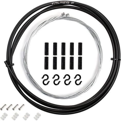 Kit di cavi per freni e cambio per bicicletta, guaina da 2 m, cavi freno e cambio, 4 cavi freno, 10 puntalini, 4 terminali per cavi, 4 ganci a S, 3 O-ring per bici da strada, mountain bike ed e-bike. (1/5)