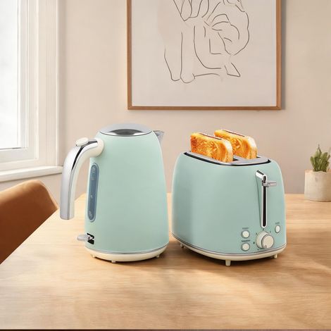 Set de petit-déjeuner 1,7L et 2 tranches en inox vert 7 niveaux (1/5)