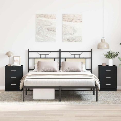 vidaXL Comodini 2 pz Neri 38x35x56 cm in Legno Ingegnerizzato (1/5)