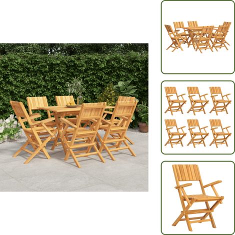 Tavolo da pranzo esterno - vidaXL Set da Pranzo da Giardino 7 pz in Legno Massello di Teak - Sedie pieghevoli