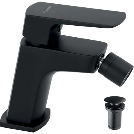 Novaservis Nobless Ego - Bidetarmatur mit Ablaufgarnitur, schwarz matt 43011,5