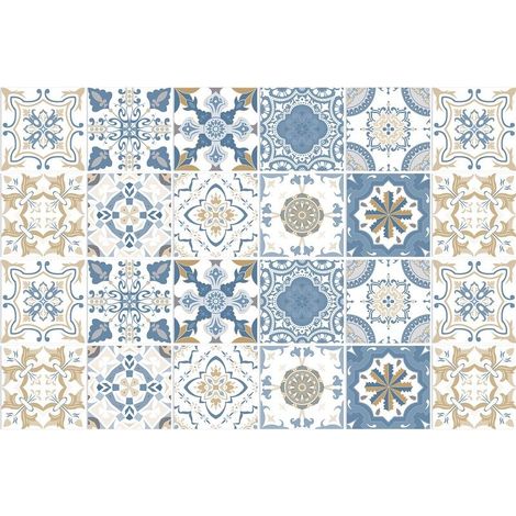 Carrelage adhésif 20x20 pour cuisine et salle de bain – Résistant à l'eau – Lot de 24 stickers muraux – Motifs brique style industriel (1/4)