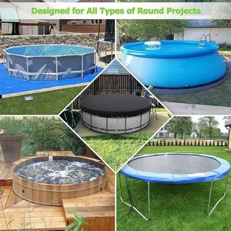 1 Bâche de protection, Tissu Oxford 210D, Cordon de serrage, Imperméable, Pour spa rond et piscine hors sol (1/4)