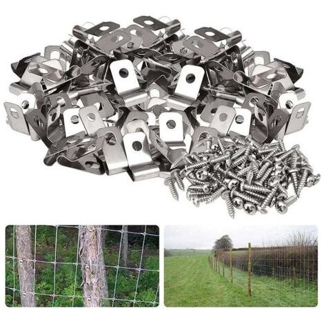 100 Edelstahl-Drahtklemmen für Zäune, Kabel, Drahtkäfige, zur Montage an landwirtschaftlichen Zäunen, 304 (1/4)