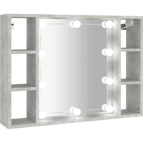 Armoire à miroir avec LED Gris béton 76x15x55 cm (1/5)