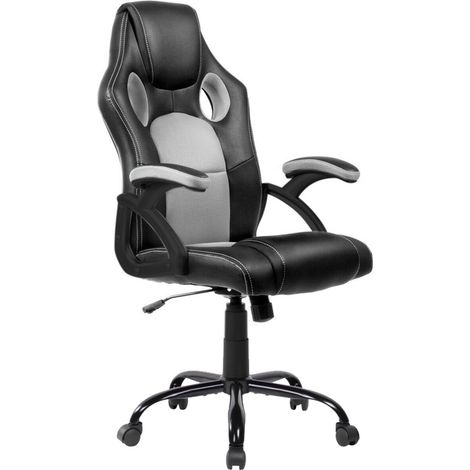 Silla Gaming, escritorio, regulación en altura, racing Gris