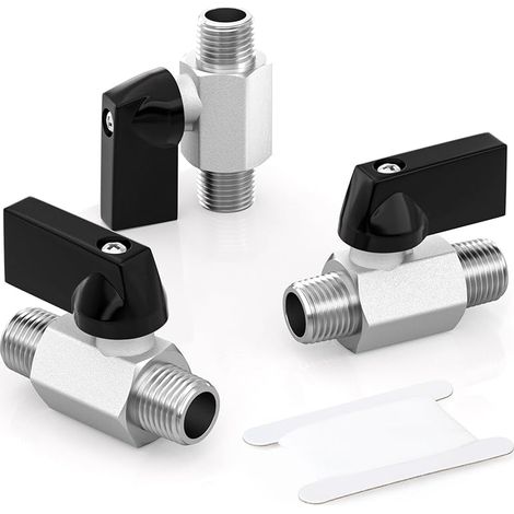 3pièces 1/4 pouce Mini vanne à bille en laiton Interrupteur d'arrêt, 1/4 x 1/4 pouce mâle raccord de tuyau fileté