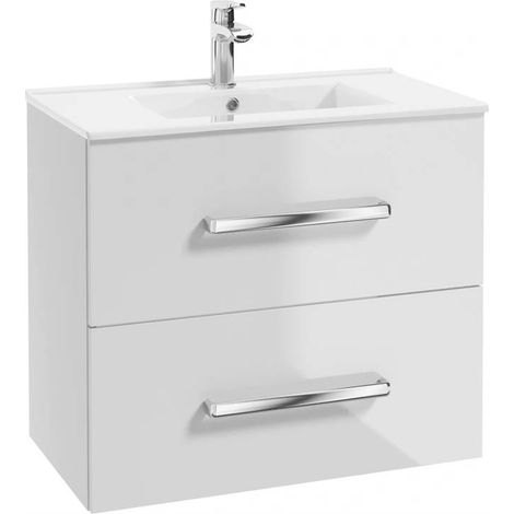 STAMAR  Badezimmermöbel-Set - 60 cm - Weiß - Mit Waschbecken - Großer Stauraum - Elegantes Design