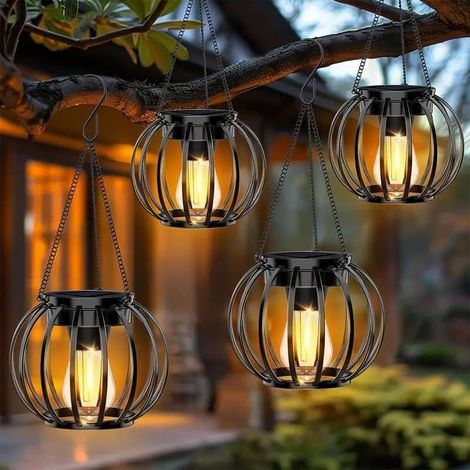 Luci solari da esterno, confezione da 1/2/4 pezzi, luci LED decorative da appendere, impermeabili IP65TFTF, nere. (1/5)