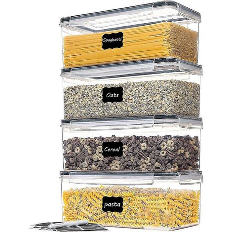 Luftdichte Frischhaltedosen mit Deckel, 4-teiliges Set, 3,2 l, Kunststoff-Spaghetti-Behälter für Pasta und (1/5)