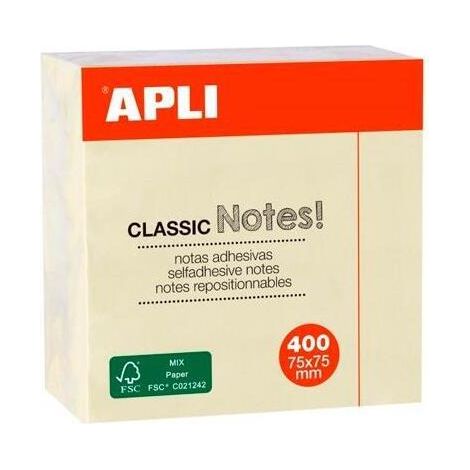 NOTAS ADHESIVAS 75X75MM CUBO COLOR ESTANDAR