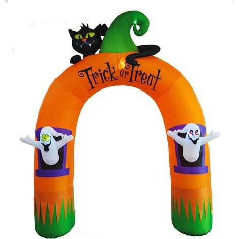 Arche fantôme gonflable de 3 mètres avec LED intégrées pour Halloween Arche fantôme avec chat noir pour fêtes en plein air, jardins, pelouses et jardins (1/5)