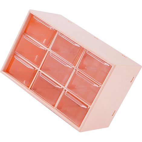[Schreibtisch-Organizer] Aufbewahrungsbox mit 9 Fächern – Make-up-Organizer – Rosa – Kunststoff – 1 Stück (1/5)