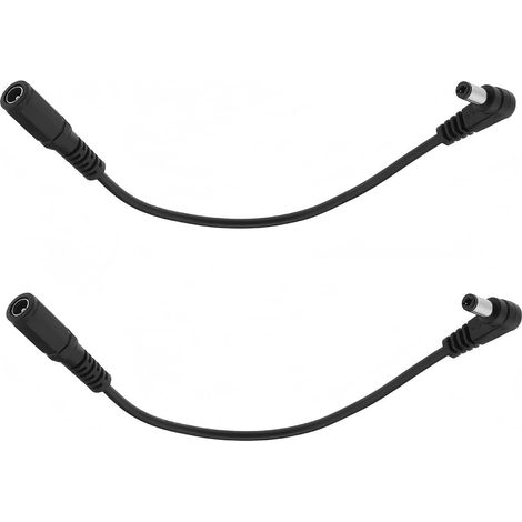 Lot de 2 câbles d'extension d'alimentation, connecteurs mâles/femelles coudés 5,5 mm x 2,1 mm pour caméras de vidéosurveillance (20 cm) (1/5)