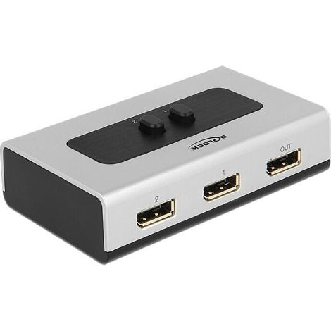 Conmutador manual de 2 puertos DisplayPort 1.4 DeLOCK (1/3)