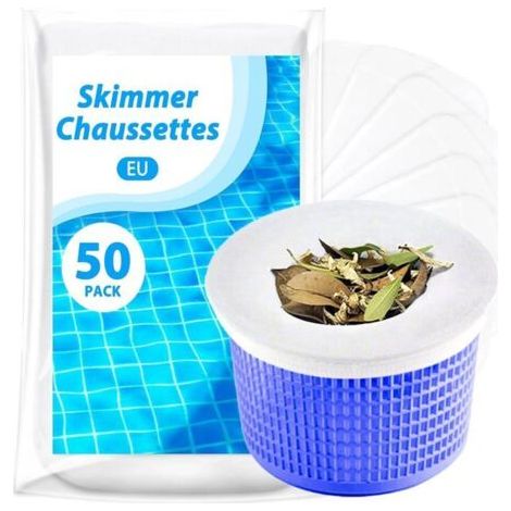 Packung mit 50 Poolskimmersocken, Vorfilter für Skimmerkörbe. (1/5)
