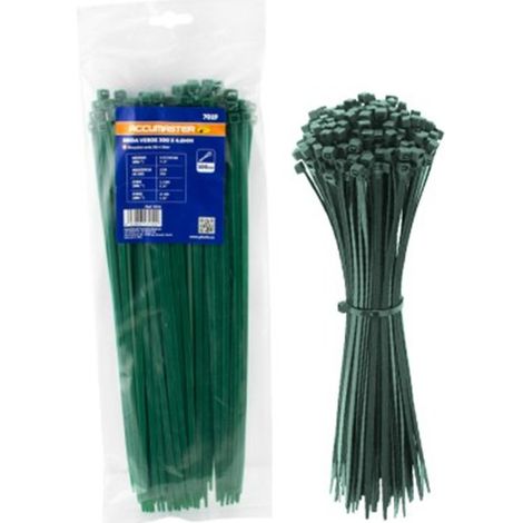 Bolsa Bridas Nylon 100 Uds Verde 3.6x140mm  Resistentes -40ºC a +80ºC