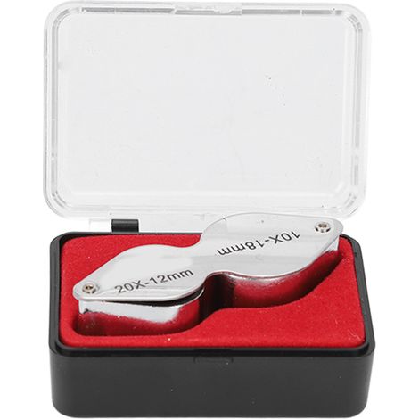 Loupe bijoutier pliable 10X20X, double lentilles verre optique, loupe de grossissement pour inspection tatouage (1/5)