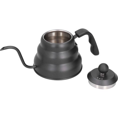Cafetière à filtre en acier inoxydable PTFE, bec verseur en col de cygne, noire, 1 L (1/5)