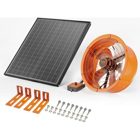 Ventilateur d'Extraction Solaire 1300 CFM 400x150 mm Aérateur de Grenier et Garage avec Thermostat Réglable (1/5)