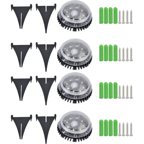 Lot 4 Lampes Solaires Jardin 8 LED Éclairage Extérieur Sol Allée, Pelouse, Terrasse, Chemin, Arrière-Cour, Lumière Blanche (1/5)