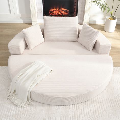 Sofá cama plegable 173x176 cm beige claro de espuma con 3 cojines y diseño 2 en 1 (1/5)