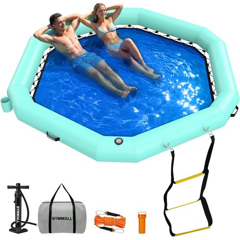 Dock flottant gonflable, plate-forme flottante hexagonale, pour adulte, avec échelle pour piscine, lac, plage (1/5)