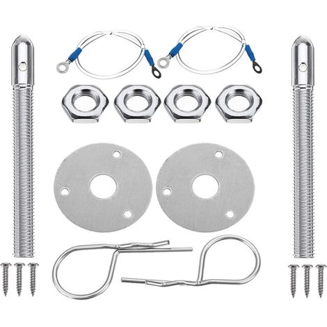 Kit universale di chiusura cofano in lega d'argento per auto sportive