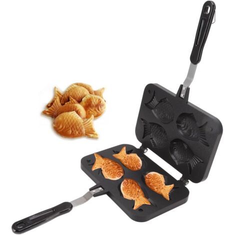 Taiyaki-Fischfrikadellenform, antihaftbeschichtet, hitzebeständiger Griff