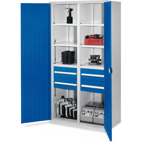 Kappes Schwerlastschränke mit Mitteltrennwand 1950x1000x600mm Schlitzplattentüren Modell 52 enzianblau
