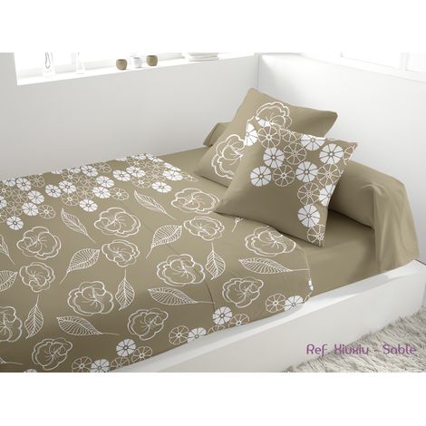 Parure de lit 5 pièces en percale XIUXIU sable
