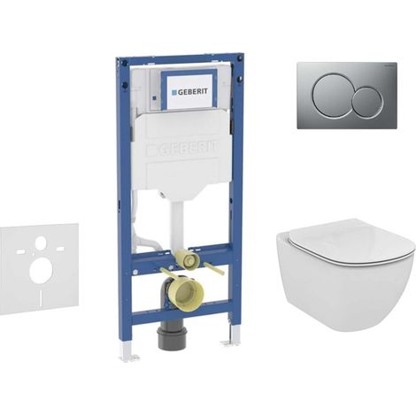 Geberit Duofix - Set per installazione pre- parete, vaso Tesi e sedile softclose, pulsante Sigma01, cromo opaco SANI11CD2134