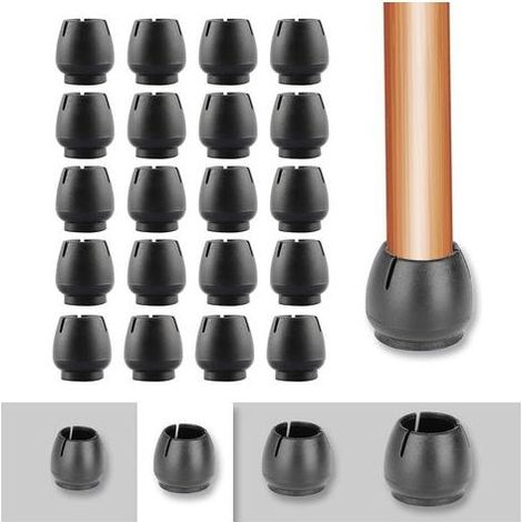 TAISHENGDA – Set da 20 pezzi di protezioni per gambe di sedie, tappi in silicone per gambe di sedie, protezioni per gambe di sedie con feltro, tappi in silicone per gambe di mobili rotonde, neri, 17–2 (1/5)