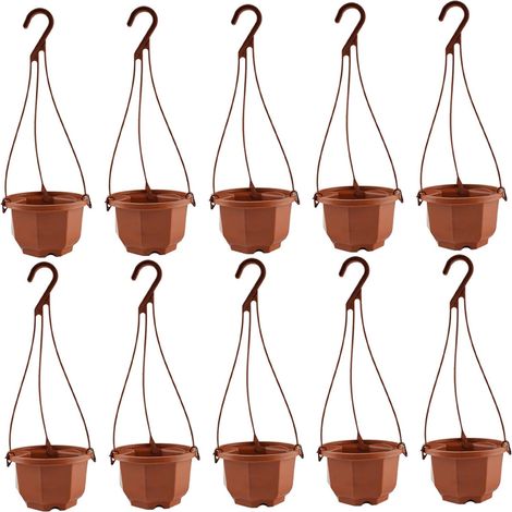 Jardinières suspendues en plastique, pots de fleurs suspendus 10 cm avec crochet (1/5)