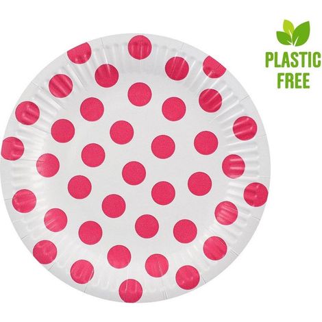Platos de papel con lunares de 18 cm, 6 unidades